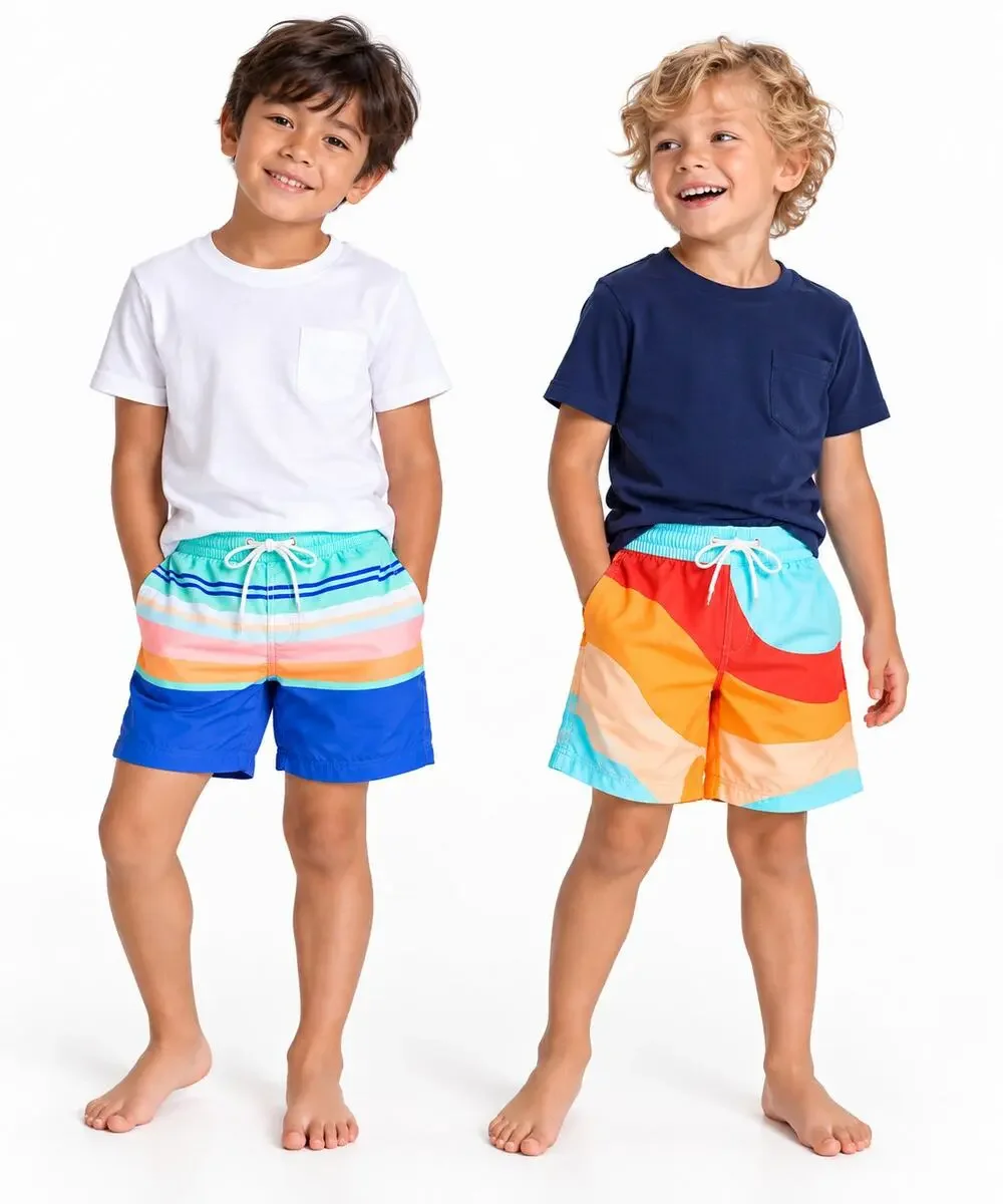 Old Navy Boys Swim Trunks Lot of 2 Size 5 Colorblock Striped